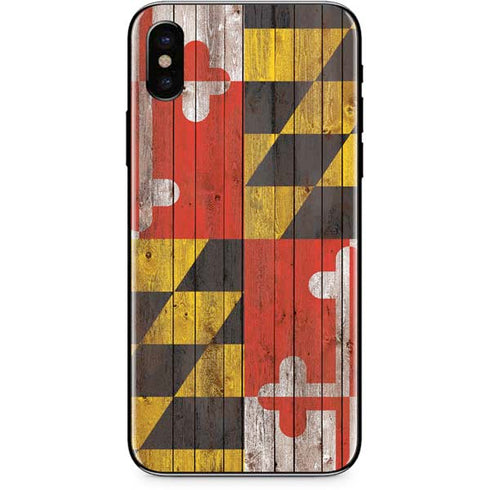 Maryland Flag Dark Wood iPhone XS Max Skin