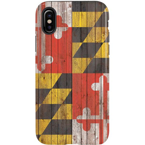 Maryland Flag Dark Wood iPhone XS Pro Case