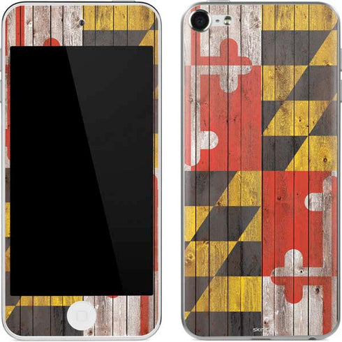 Maryland Flag Dark Wood Apple iPod Skin