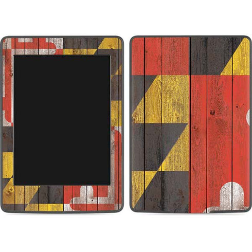 Maryland Flag Dark Wood Amazon Kindle Skin