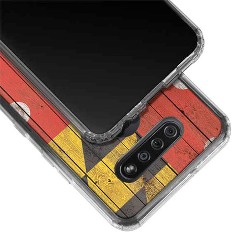 Maryland Flag Dark Wood LG K51/Q51 Clear Case