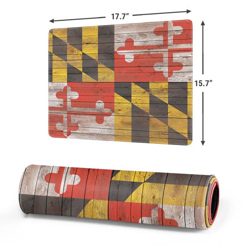 Maryland Flag Dark Wood Gaming Mouse Pad