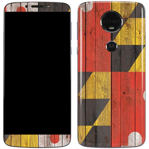 Maryland Flag Dark Wood Moto E5 Plus Skin