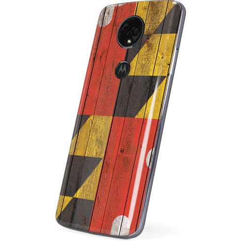 Maryland Flag Dark Wood Moto E5 Plus Skin