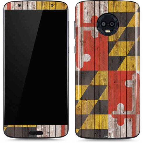 Maryland Flag Dark Wood Moto G6 Skin