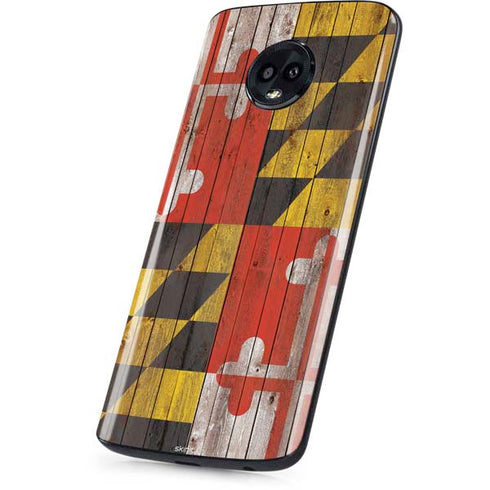 Maryland Flag Dark Wood Moto G6 Skin