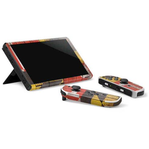 Maryland Flag Dark Wood Nintendo Switch OLED (2021) Skin