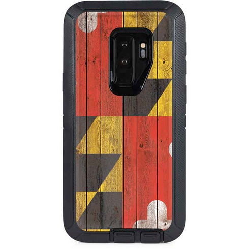 Maryland Flag Dark Wood Otterbox Defender Galaxy Skin