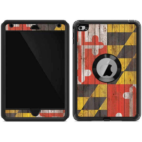 Maryland Flag Dark Wood Otterbox Defender iPad Skin