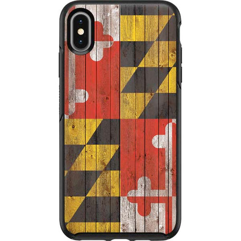 Maryland Flag Dark Wood Otterbox Symmetry iPhone Skin