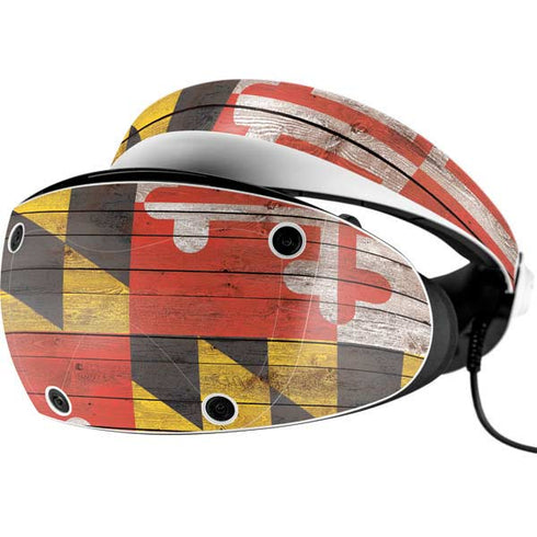 Maryland Flag Dark Wood PlayStation VR2 Skin