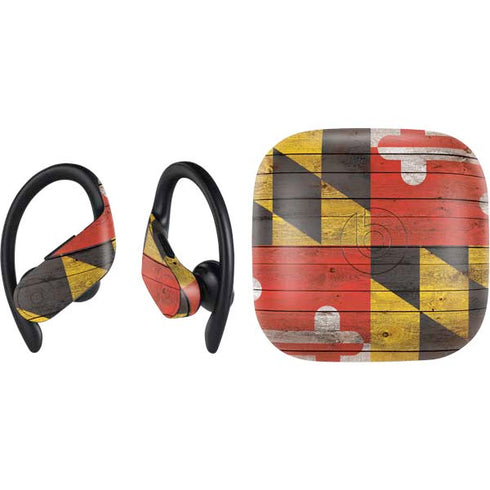 Maryland Flag Dark Wood PowerBeats Pro Skin