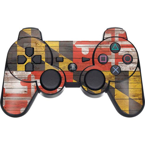 Maryland Flag Dark Wood PS3 Dual Shock wireless controller Skin