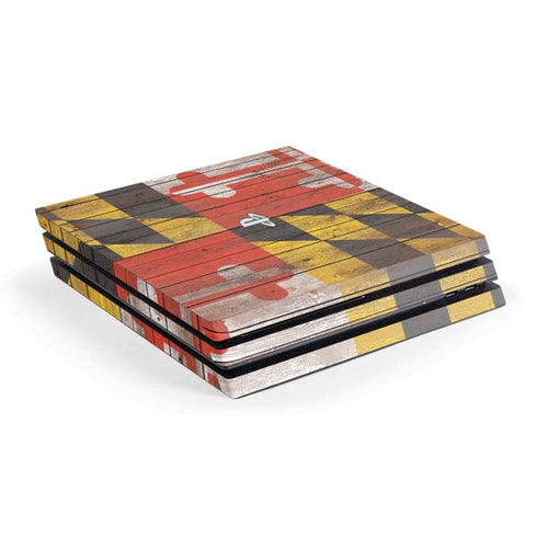 Maryland Flag Dark Wood PS4 Pro Console Skin
