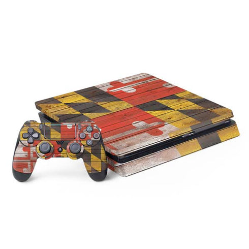 Maryland Flag Dark Wood PS4 Slim Bundle Skin