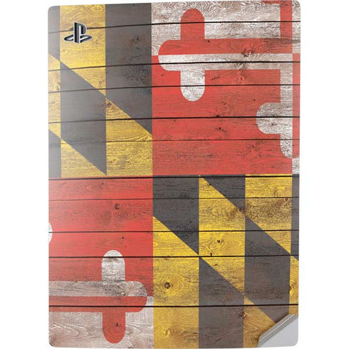 Maryland Flag Dark Wood PS5 Digital Edition Console Skin