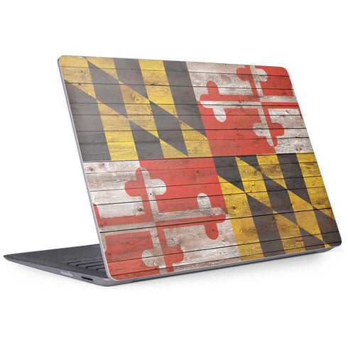 Maryland Flag Dark Wood Surface Laptop 2 Skin
