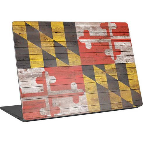 Maryland Flag Dark Wood Surface Laptop 4 15in Skin