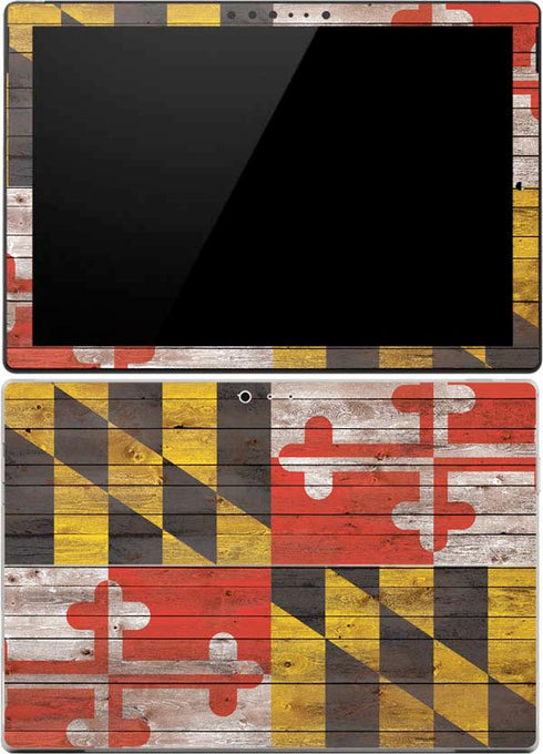 Maryland Flag Dark Wood Surface Pro 4 Skin