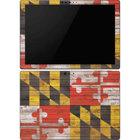 Maryland Flag Dark Wood Surface Pro 6 Skin