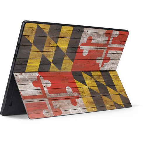 Maryland Flag Dark Wood Surface Pro 6 Skin