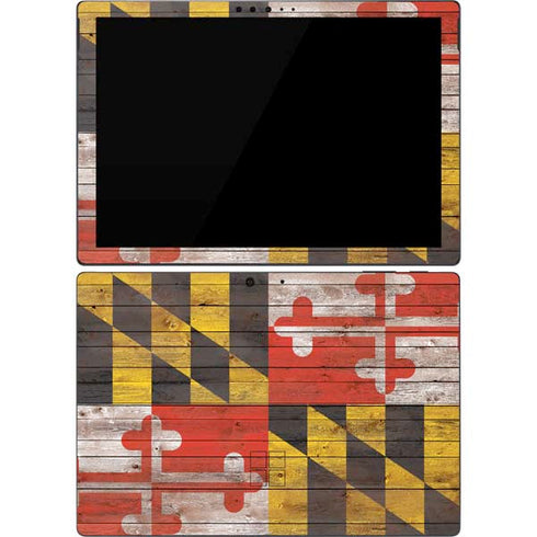 Maryland Flag Dark Wood Surface Pro 7 Skin