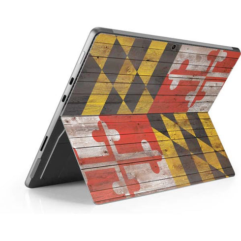 Maryland Flag Dark Wood Surface Pro 9 Skin