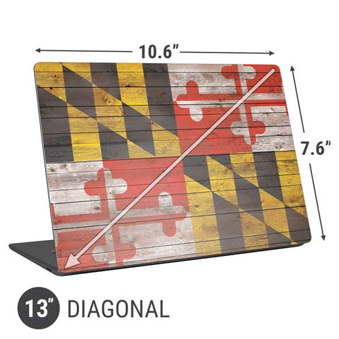 Maryland Flag Dark Wood Universal Laptop 13in (10.6 x 7.6in) Skin