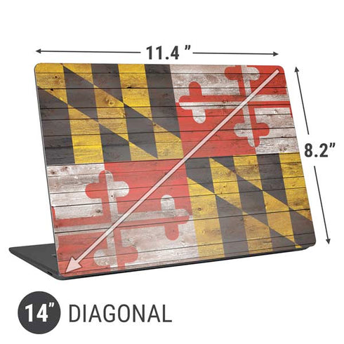 Maryland Flag Dark Wood Universal Laptop 14in (11.4 x 8.2in) Skin