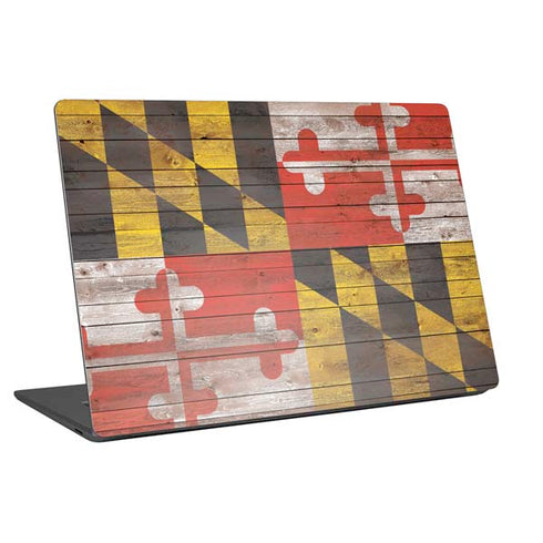 Maryland Flag Dark Wood Universal Laptop 14in (11.4 x 8.2in) Skin