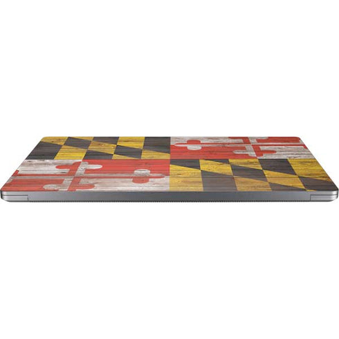 Maryland Flag Dark Wood Universal Laptop 14in (11.4 x 8.2in) Skin