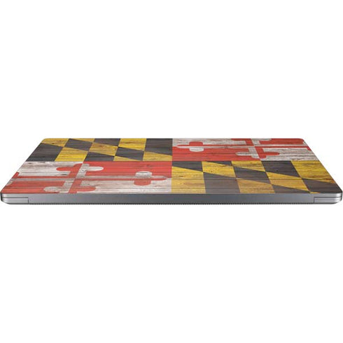 Maryland Flag Dark Wood Universal Laptop 18in (14.6 x 10.6in) Skin