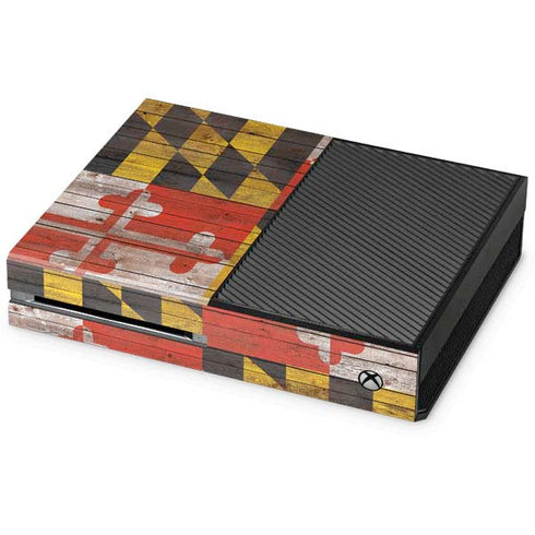 Maryland Flag Dark Wood Xbox One Console Skin