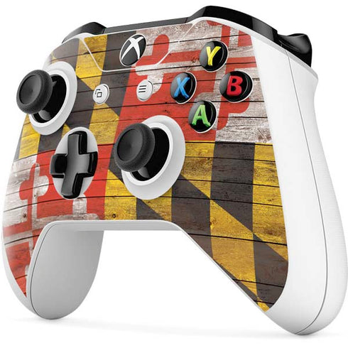 Maryland Flag Dark Wood Xbox One S Controller Skin