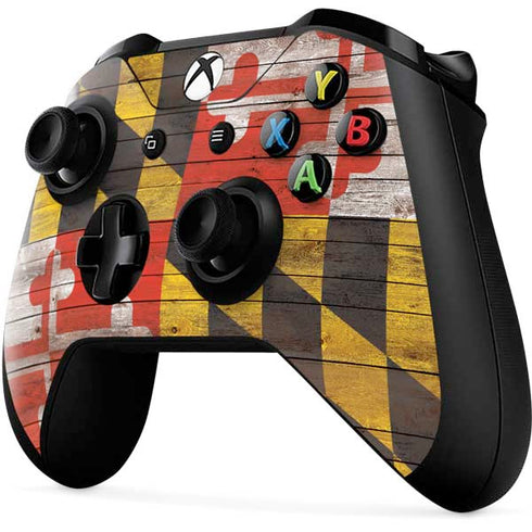 Maryland Flag Dark Wood Xbox One X Controller Skin