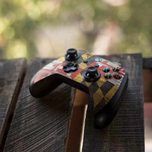 Maryland Flag Dark Wood Xbox One X Controller Skin