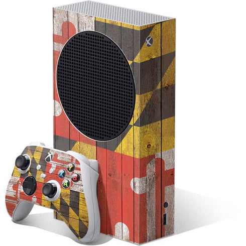 Maryland Flag Dark Wood Xbox Series S Bundle Skin