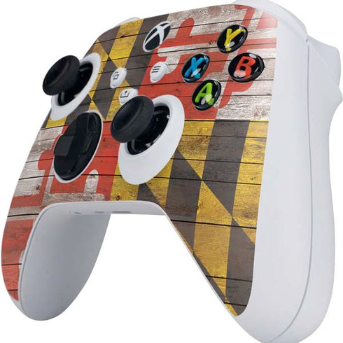 Maryland Flag Dark Wood Xbox Series S Controller Skin