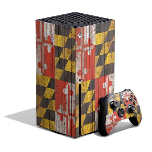 Maryland Flag Dark Wood Xbox Series X Bundle Skin
