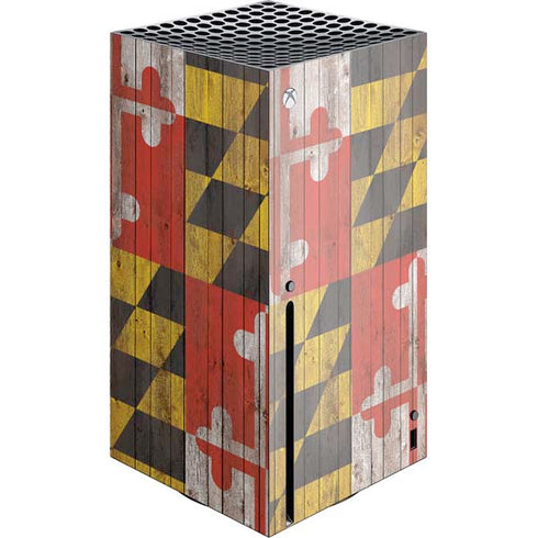 Maryland Flag Dark Wood Xbox Series X Console Skin