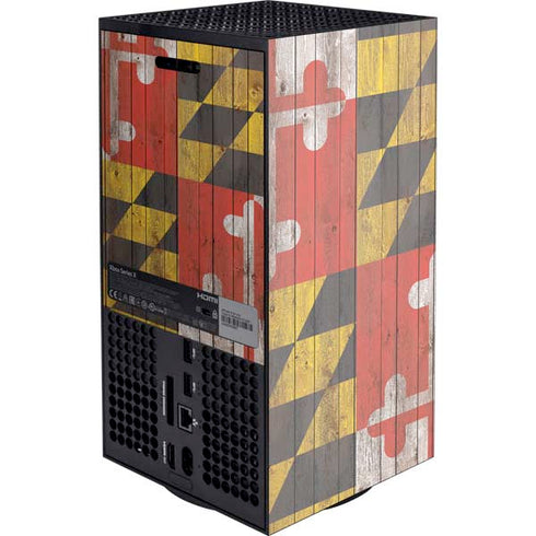 Maryland Flag Dark Wood Xbox Series X Console Skin