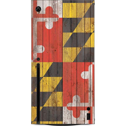 Maryland Flag Dark Wood Xbox Series X Console Skin