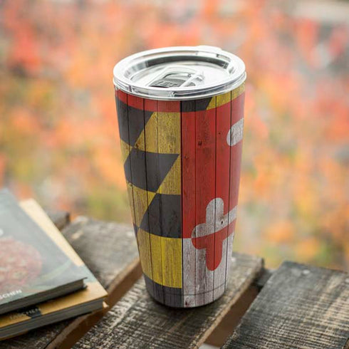 Maryland Flag Dark Wood Yeti 20oz Tumbler Skin
