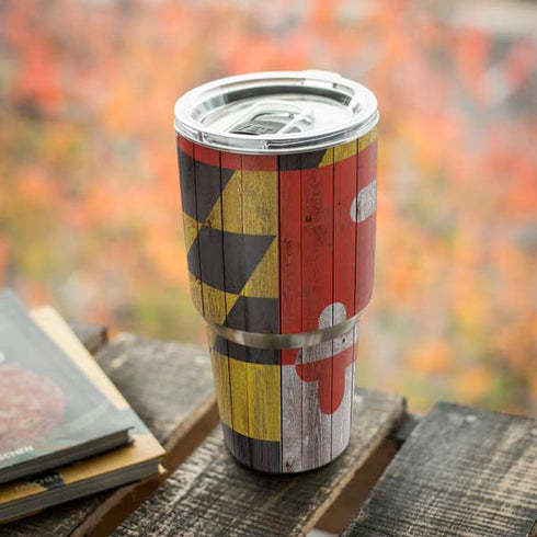 Maryland Flag Dark Wood Yeti 30oz Rambler Tumbler Skin
