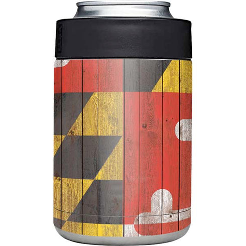 Maryland Flag Dark Wood Yeti Colster Can Insulator Skin