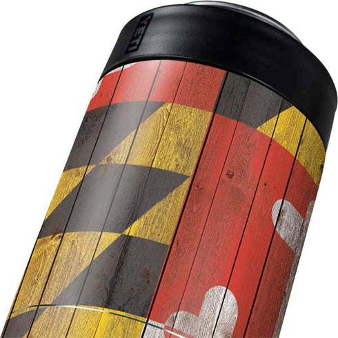 Maryland Flag Dark Wood Yeti Colster Can Insulator Skin