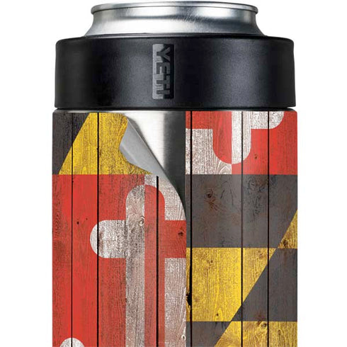 Maryland Flag Dark Wood Yeti Colster Can Insulator Skin