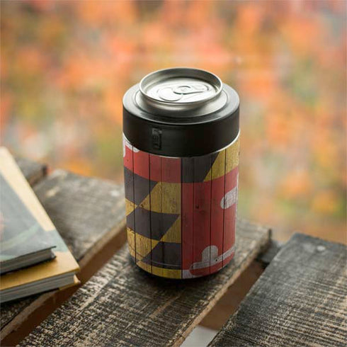 Maryland Flag Dark Wood Yeti Colster Can Insulator Skin