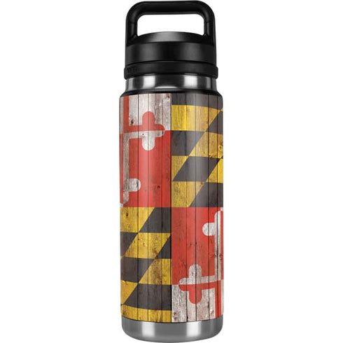 Maryland Flag Dark Wood YETI Rambler 26oz Bottle Skin