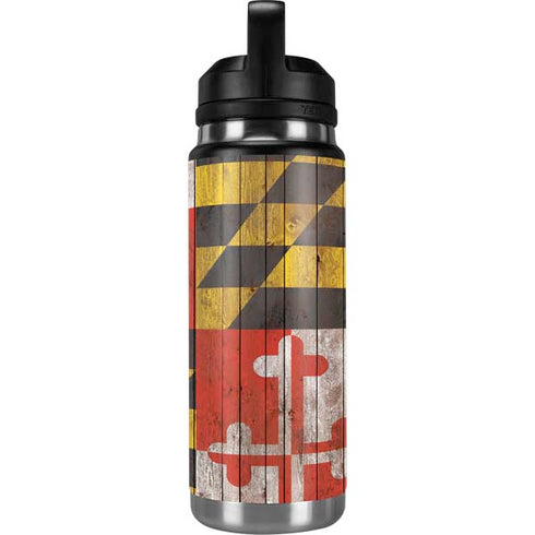 Maryland Flag Dark Wood YETI Rambler 26oz Bottle Skin